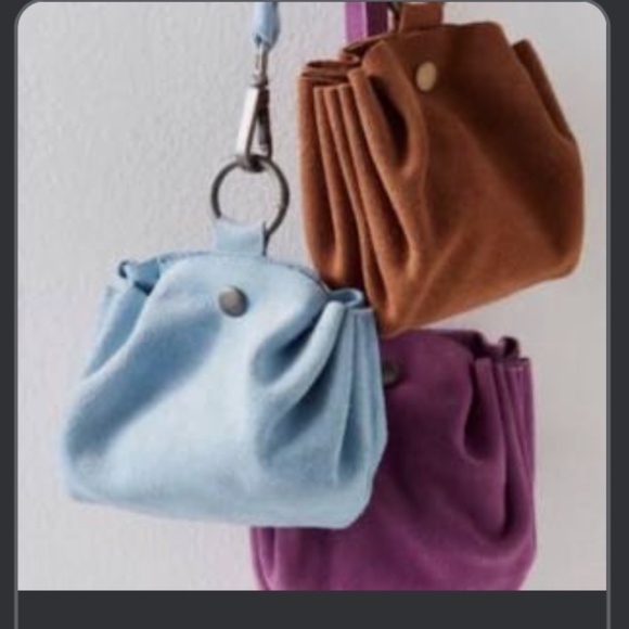 Free People FP Mini Coin Pouch Purse Bag Sling Suede Leather Brown Cow Bohemian - Picture 2 of 4